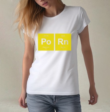Шутливый постер «Po Rn» в стиле таблицы Менделеева, Футболка женская белая 180гр