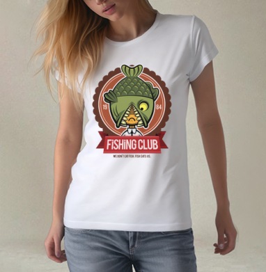 Fishing Club, Футболка женская белая 180гр