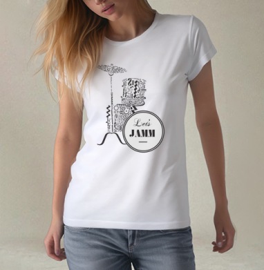 Lets Jamm, Футболка женская белая 180гр