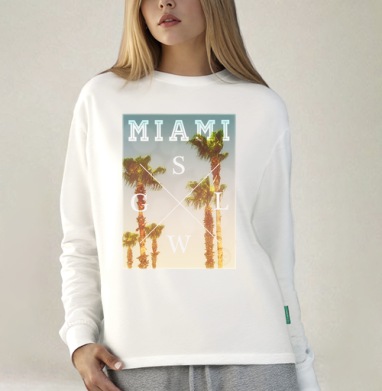 Miami, Футболка лонгслив женская белая