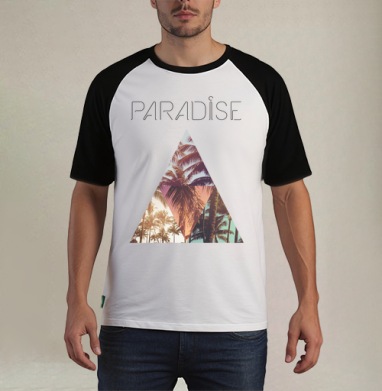 Paradise - Футболка мужская REGULAR реглан бел/черный, страница 15