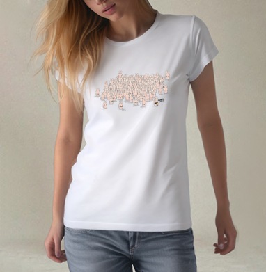 Энергичная сцена белых мультяшных кроликов на красном фоне Кролики правят всегда - Магазин футболок oddylee - Дизайнерские принты