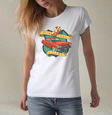 Retro cars club, Футболка женская белая 180гр