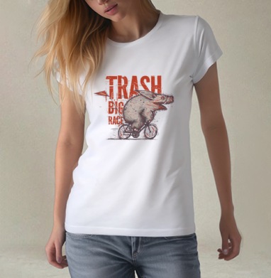 Trash BIG RACE, Футболка женская белая 180гр