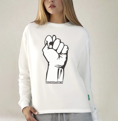 Raised Fist / Поднятый кулак символ сопротивления и вертикаль власти плакат, Футболка лонгслив женская белая