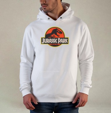 Jurassic Park Парк Юрского Периода, Толстовка белая Regular, утепленная