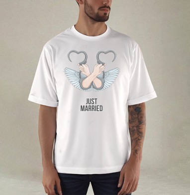 Just Married - Купить мужские футболка oversize–limitless с любовью в Москве, цена мужских футболки oversize–limitless с любовью с прикольными принтами - магазин дизайнерской одежды Maryjane, страница 4