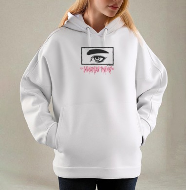 Manukian Twins Eye  / Глаза близнецов Манукян, Толстовка / Женская/ Оверсайз / Начес / Белая / C принтом