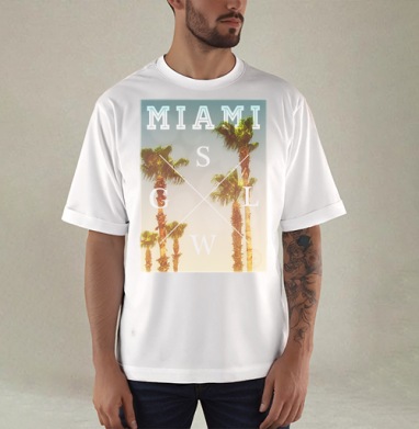 Miami - Купить мужские футболка oversize–limitless Отпуск в Москве, цена мужских футболки oversize–limitless Отпуск с прикольными принтами - магазин дизайнерской одежды Maryjane