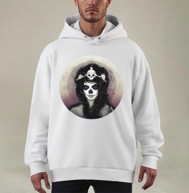 Santa Muerte - Купить мужские худи оверсайз mono Жара в Москве, цена мужских худи оверсайз mono  с прикольными принтами - магазин дизайнерской одежды Maryjane