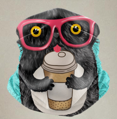 Coffee-cat - Бандана-труба лыжная Балаклава спортивная бафф (двусторонний) принт / черный микрофлис, страница 7