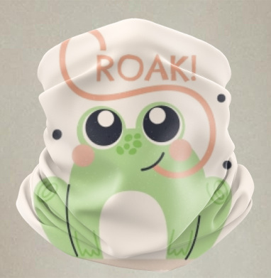 Милая лягушка с каллиграфическим языком «CROAK!» - Бандана-труба лыжная Балаклава спортивная бафф (двусторонний) принт / черный микрофлис
