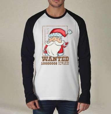 Santa wanted, Футболка длинный рукав / Мужчинам / Реглан / Принт