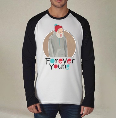 Веселый старик Forever Young с яркой шапкой - Купить Товары с принтом 