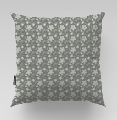 Grey Daisy Floral / Серые маргаритки цветы — Паттерн серые маргаритки цветы, Подушка велюр плюшевая 45х45