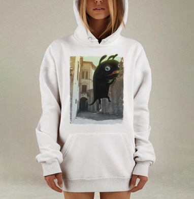 Черный мультяшный персонаж на старой стене, Hoodie Mjhigh Dig, оверсайз, утепленная