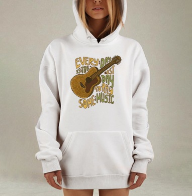 Мультяшная гитара с вдохновляющей цитатой, Hoodie Mjhigh Dig, оверсайз, утепленная