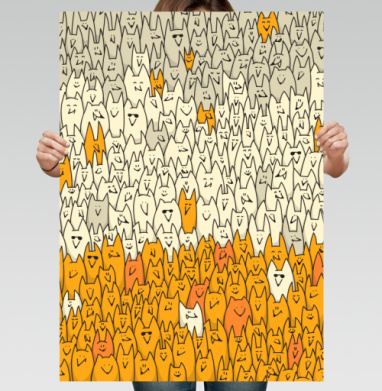 Стилизованные рыжие белые мордочки образуют сюжет Толпа забавных котов - Постеры Паттерн - купить в интернет-магазине Maryjane в Москве, страница 2
