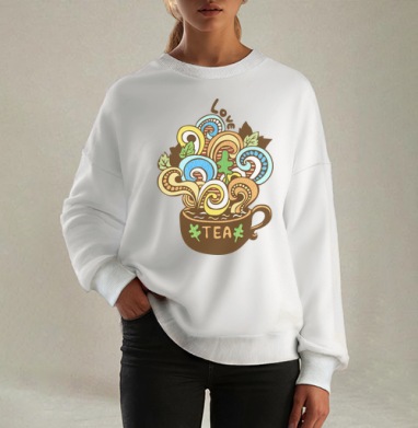 Чашка Love Tea с ярким фантазийным дизайном, Свитшот оверсайз белый женский