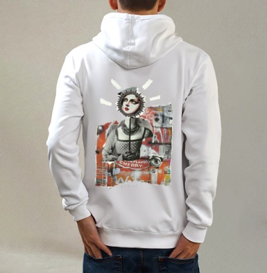 Маска, Толстовка на молнии, печать на спине. муж. белая v3 320гр