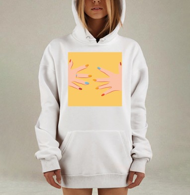 Яркие женские руки маникюрный акцент, Hoodie Mjhigh Dig, оверсайз, утепленная