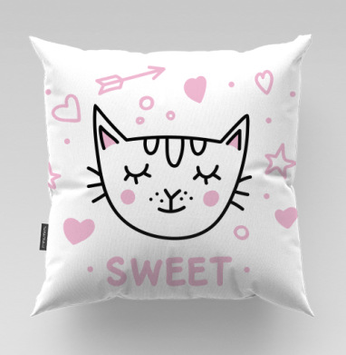 Кот с розовыми щечками милый и нежный SWEET - Магазин футболок Toricardstore, Подушки