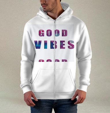 Позитивное Настроение Яркая Надпись GOOD VIBES, Толстовка мужская на молнии 3Д полная запечатка