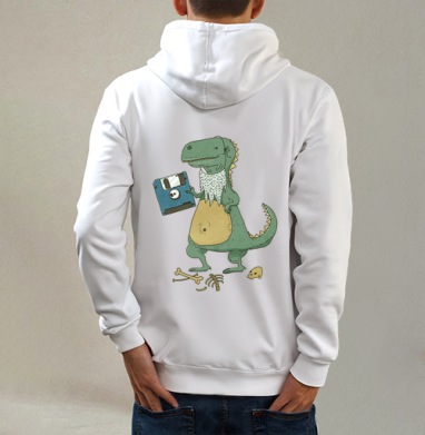 Dino, Толстовка на молнии, печать на спине. муж. белая v3 320гр