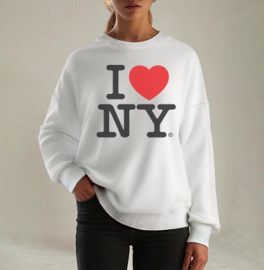I Love NY, Свитшот оверсайз белый женский