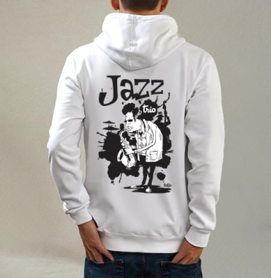 Jazz trio, Толстовка на молнии, печать на спине. муж. белая v3 320гр