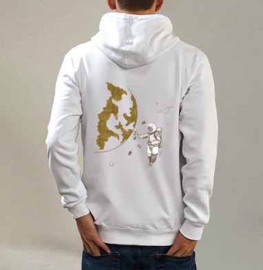 Космо, Толстовка на молнии, печать на спине. муж. белая v3 320гр