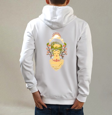 Песнь леса, Толстовка на молнии, печать на спине. муж. белая v3 320гр