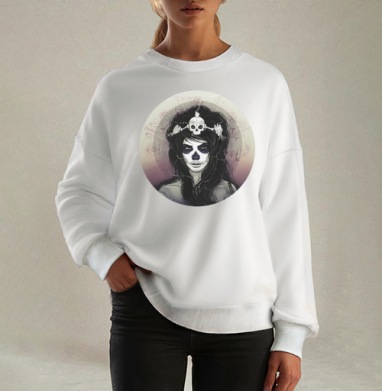 Santa Muerte, Свитшот оверсайз белый женский