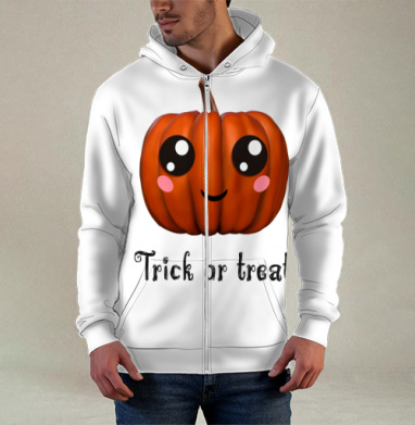 Веселая тыква для праздника Хэллоуина Trick or treat, Толстовка мужская на молнии 3Д полная запечатка