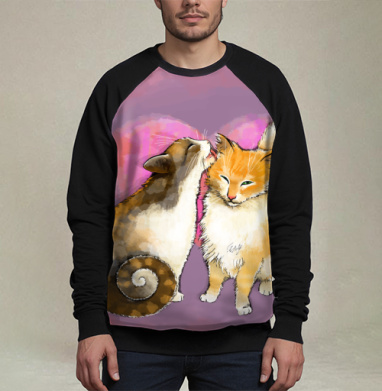 Кошачий поцелуй, Свитшот мужской 3D / хлопок