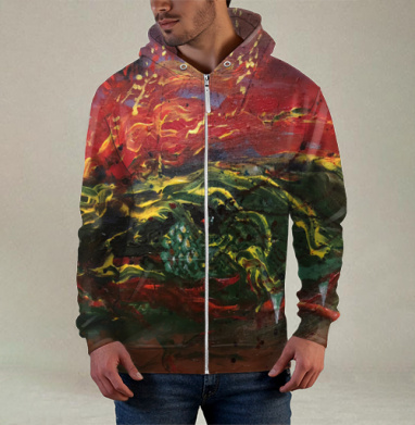 Новое рождение, Толстовка мужская на молнии 3Д полная запечатка