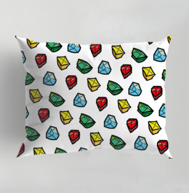 Нарисованные яркие граненые драгоценные камни на сером фоне паттерн / Drawn bright faceted gemstones on gray pattern - Магазин футболок crazycolors