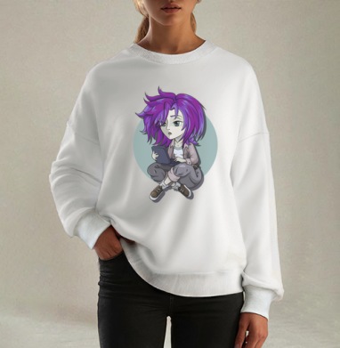 Amethyst reANIMEtion / Аметистовая реанимация аниме, Свитшот оверсайз белый женский