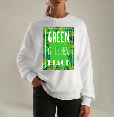Green is the new black / Зелёный - это новый чёрный, Свитшот оверсайз белый женский