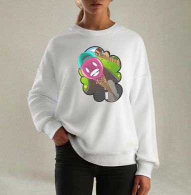 Свежий скейтер, Свитшот оверсайз белый женский
