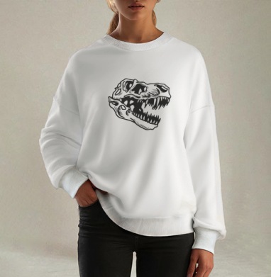 Вымерший вид, Свитшот оверсайз белый женский