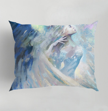 Небесный ангел в облаках / Celestial angel flying на крыльях любви, Подушка декоративная 50х70 см