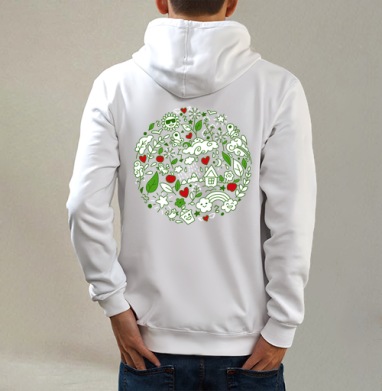 Эко-мир, Толстовка на молнии, печать на спине. муж. белая v3 320гр