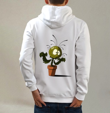 Мухаловка, Толстовка на молнии, печать на спине. муж. белая v3 320гр