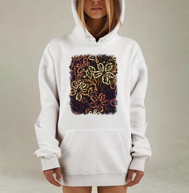 Цветение абстрактных цветов в тёмных оттенках на поверхности, Hoodie Mjhigh Dig, оверсайз, утепленная