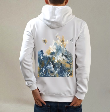 Норвежское море, Толстовка на молнии, печать на спине. муж. белая v3 320гр