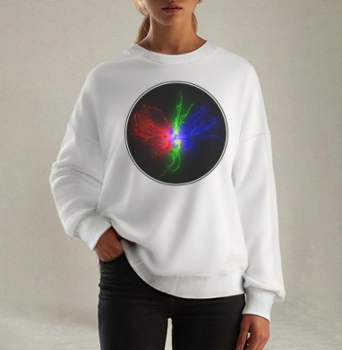 Мощный всплеск RGB цвета в динамике, Свитшот оверсайз белый женский