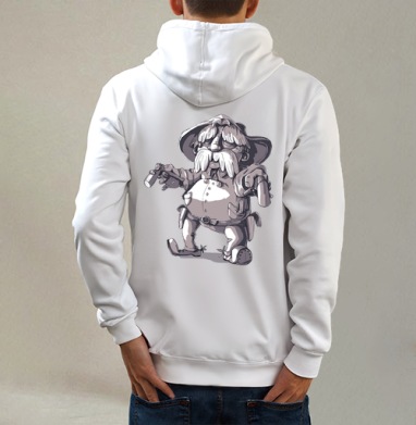 Коубой, Толстовка на молнии, печать на спине. муж. белая v3 320гр