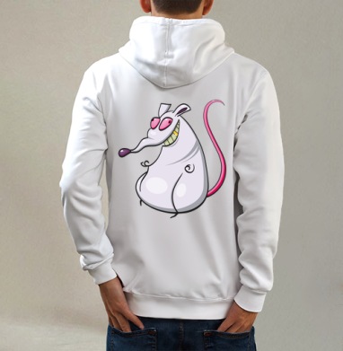 Крися, Толстовка на молнии, печать на спине. муж. белая v3 320гр