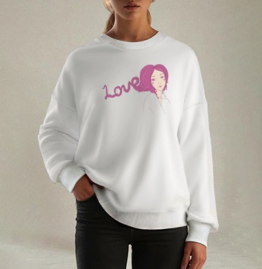 Love is in the hair  / Любовь в волосах, Свитшот оверсайз белый женский